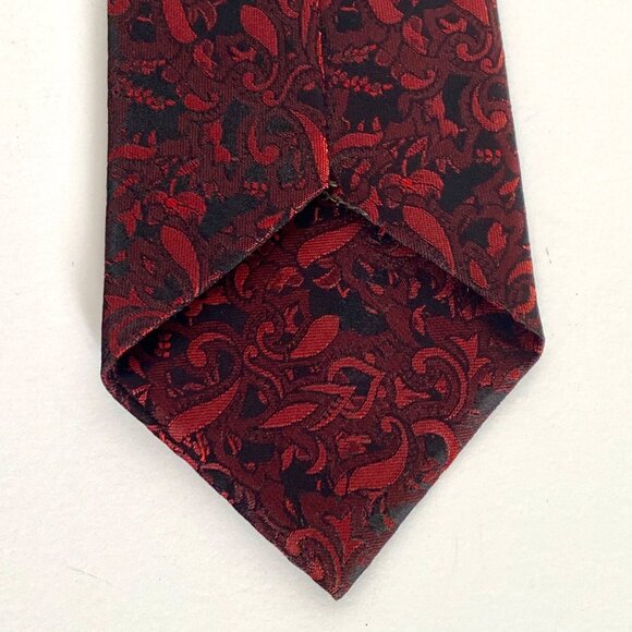 Wembley Wemlon Skinny Retro Red Black Brocade Polyester Washable Neck Tie 53in - Picture 3 of 8